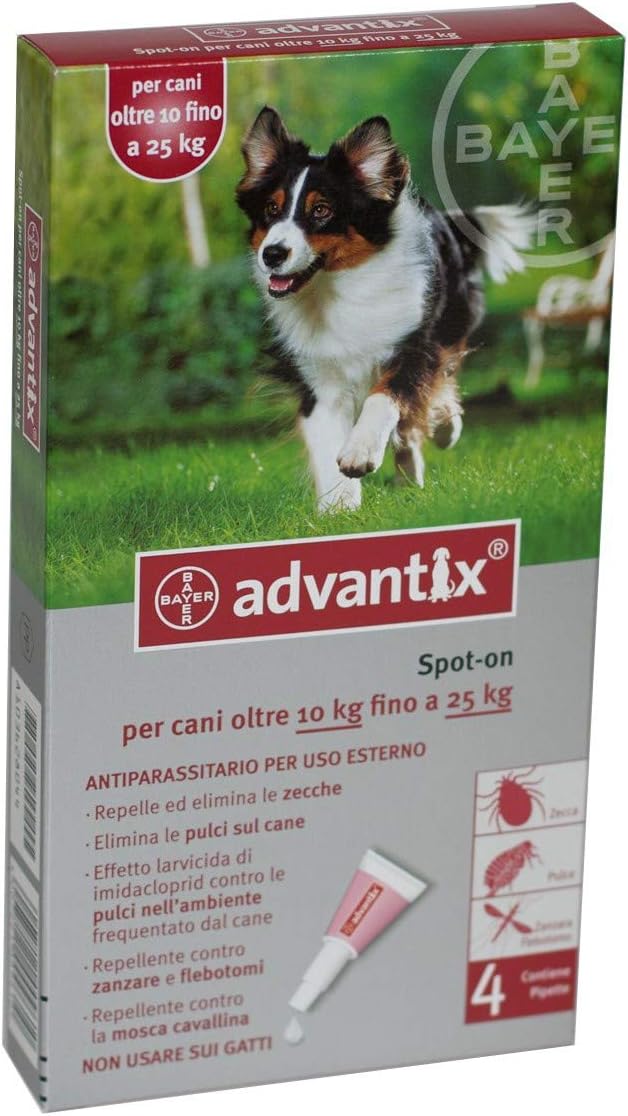 Bayer Advantix Spot for Dogs 10-25 kg, 4 Pipettes x 2 ml - Image 1