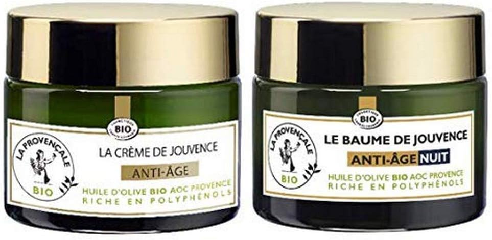 La Provençale - Valentine's Day - Routine: Anti-Ageing Youth Cream + Anti-Ageing Night Balm - Anti-Ageing Day Care + Anti-Ageing Night Care - Certified Organic - AOC Provence Olive Oil - Image 1