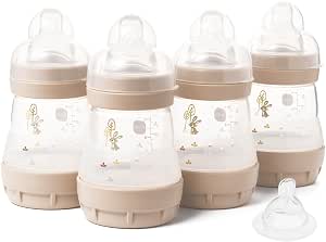 MAM Easy Start Self Sterilising MAM Size 1 Slow Flow Anti-Colic Bottles + 1 Medium Flow Teat Size 2 Unisex (Pack of 4) - Image 1