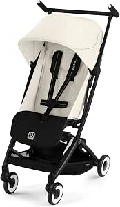 CYBEX Libelle Gold Pushchair with One Hand Adjustable Harness, 6 Months to 4 Years Approx. (Max 22 kg), Ultra Light (Only 6 kg), Canvas White (White with Black Frame) - Image 1