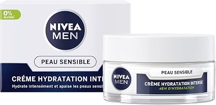 NIVEA MEN Intense Hydration Cream Sensitive Skin (1 x 50 ml), moisturizing cream for men with sensitive and irritated skin, men's face care 0% alcohol - Image 1