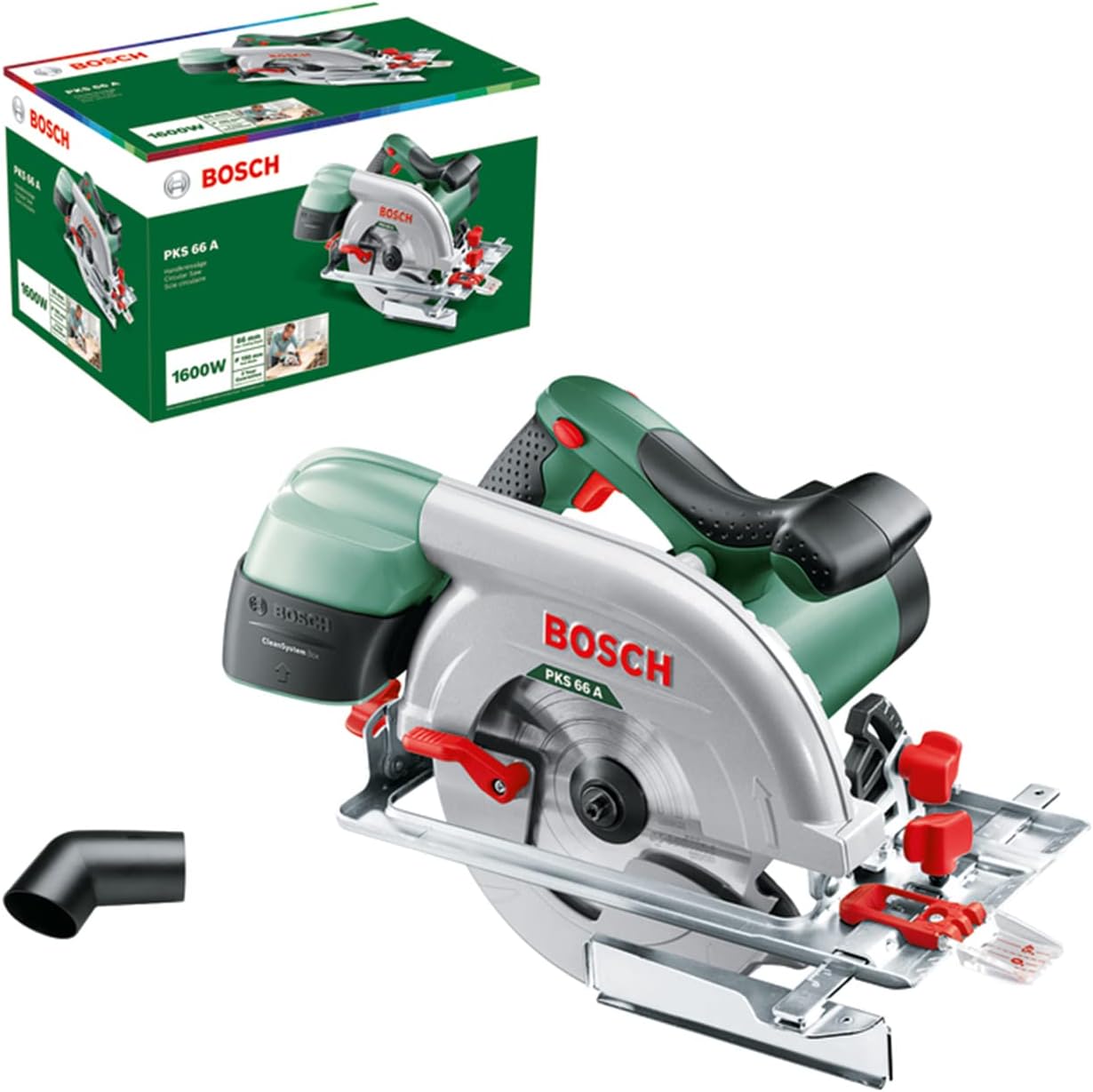Bosch Scie circulaire PKS 66 A (sciage précis du bois, 1600 watts, profondeur de coupe max. 66 mm, dans une boîte) - Image 1