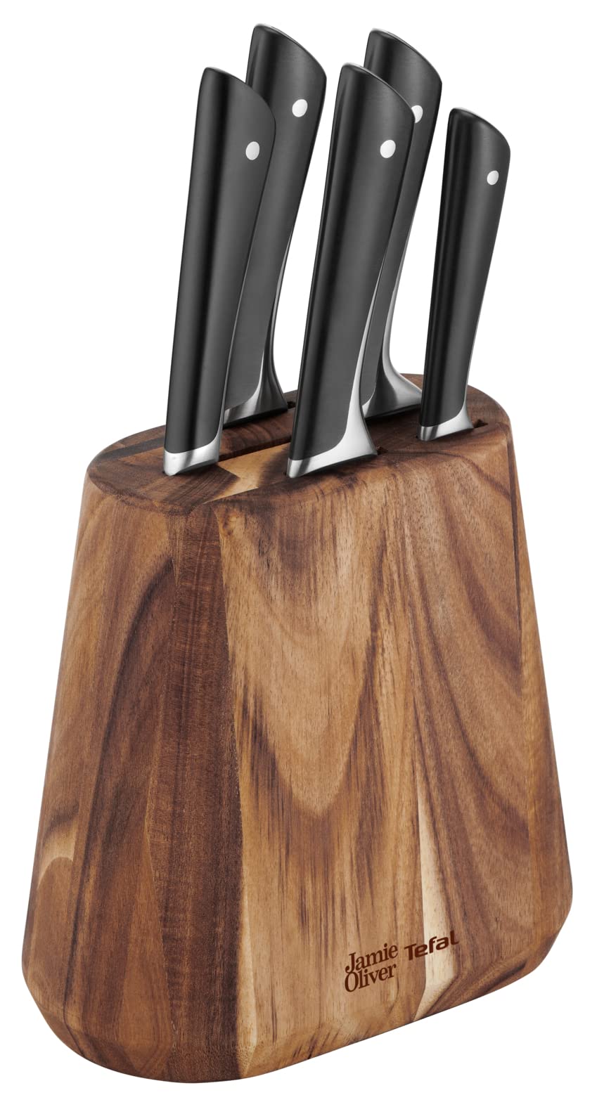 Tefal JAMIE OLIVER by Bloc + 5 Kitchen Knives Chef 20 cm, Santoku 16.5 cm, Bread 20 cm, Utility 12 cm, Office 9 cm K267S556 - Image 1