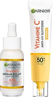 Garnier SkinActive -Coffret Routine Vitamine C-Sérum Anti-Taches Brunes + Fluide Anti-UV Quotidien Invisible-Réduit les Taches Brunes & Protection SPF50+ - Enrichis en Vitamine C-Tous Types de Peau - Image 1