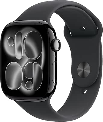 Apple Watch Series 11 [GPS 46mm] Smart Watch with Obsidian Case and Black Sport Band, Sleep Score, Activity Tracker, Health Tracker, Screen Always On - Image 1