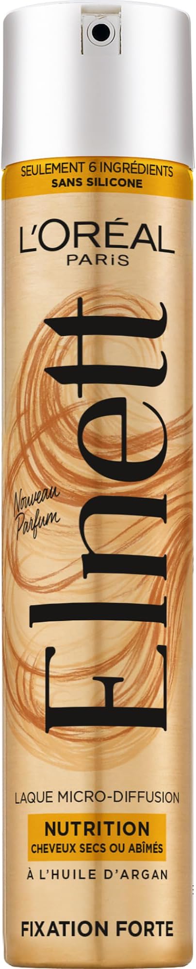 L'Oréal Paris - Strong Hold Hairspray - Long Lasting 48H Undetectable - For Dry and Damaged Hair - Enriched with Argan Oil - Elnett Satin - 300ml - Image 1