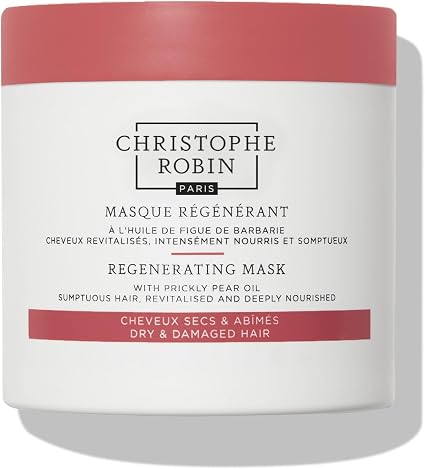 Christophe Robin Regenerating Mask with Prickly Pear Oil 250ml - 97% Natural Nourishing Treatment with Prickly Pear Oil & Ceramides - Restores Dry, Damaged & Chemically Treated Hair - Image 1
