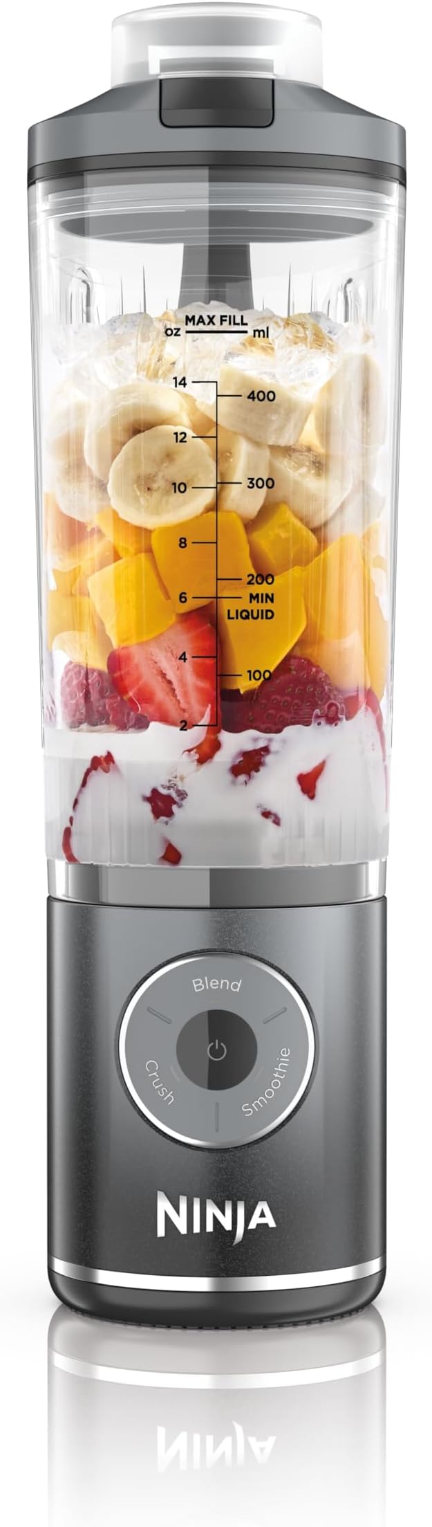 Ninja Blast Max Portable Blender, 570ml, Refillable, Cup and Leak-Proof Lid, 3 Mixing Functions, Makes Smoothies, Protein Shakes and Granites, Cool Grey BC251EUGY - Image 1