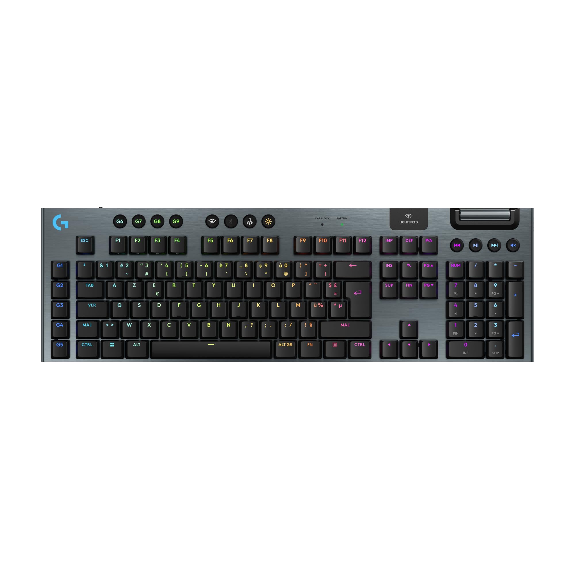 Logitech G 915 LIGHTSPEED Mechanical Wireless Gamer Keyboard, Ultra-Slim GL Touch Switch, RGB LIGHTSYNC, Stylish and Slim Design, 30+ Hours of Gaming, 2.4GHz/Bluetooth, French AZERTY - Black - Image 1