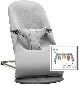 BabyBjörn Bliss 3D Jersey Bouncer, Light Grey with Toy, Soft Friends - Image 1