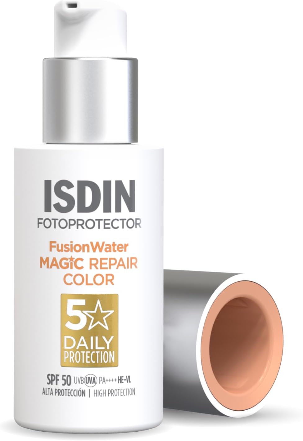 ISDIN Fusion Water MAGIC Repair SPF 50 (50ml) | Anti-ageing Triple Effect Tinted Face Sunscreen | Invisible Protection, Moisturizing, Safe-Eye Tech - Image 1