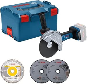 Bosch Professional cordless angle grinder BITURBO GWS 18V-180 P (disc Ø 180 mm, cutting depth 230 mm, PROtection switch, with 2 cutting discs, 1 diamond disc, in L-BOXX) - Image 1