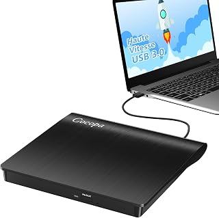 Lecteur CD/DVD Externe pour PC, USB 3.0 Graveur Enregistreur Portable RW/ROM Mince Transmission Rapide Câble USB Intégrée Windows/Mac OS Apple/iMac/Macbook/Laptop/Desktops/PC Noi - Image 1