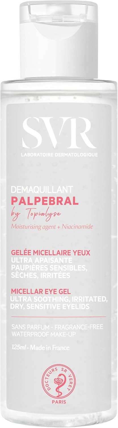 SVR - Palpebral by Topialyse Micellar Jelly Eye Makeup Remover - Ultra-soothing care for sensitive, dry and irritated eyelids - Niacinamide - Fragrance free - 125 ml - Image 1