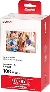 Canon RP-108 kit encre couleur pour imprimante Selphy au format carte postale (10cm x 14,8cm) origine canon garantie, 108 feuilles - Image 1