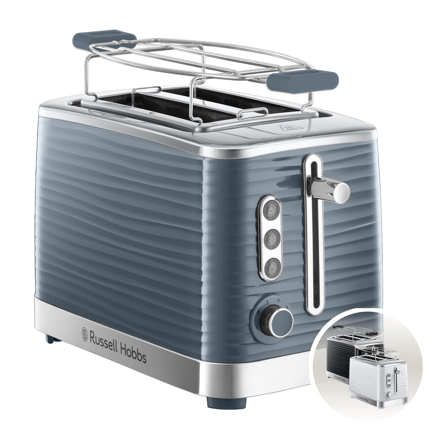 Russell Hobbs Bread Rack [Extra Large Slots] Inspire Grey (Modern Design, Adjustable Browning Control, All Types of Bread, Thaws, Bakery Heater, Crumb Picking Drawer) 24373-56 - Image 1