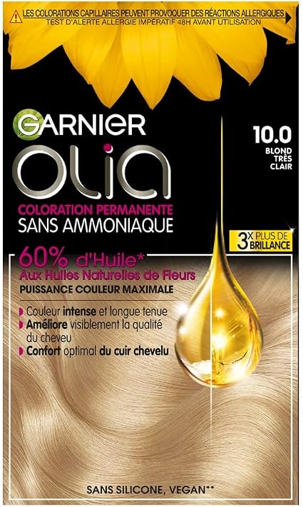 Garnier Olia Permanent Hair Colour - Ammonia-Free - Natural Flower Oils - Very Light Blonde (10.0) - Image 1