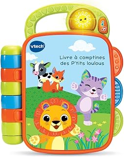VTech - Livre à Comptines des P'tits Loulous, Livre Musical Bébé avec Poignée de Transport, 4 Comptines Traditionnelles pour Danser et 4 Pages Illustrées, Cadeau Bébé Dès 6 Mois - Contenu en Français - Image 1
