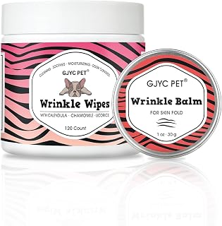Anti-Wrinkle Wipes and Balm for Dogs, Bulldog, Pug, English Bulldog, Cleans Wrinkles, Pleats, Tear Spots, Tail and Paw Pockets - Image 1