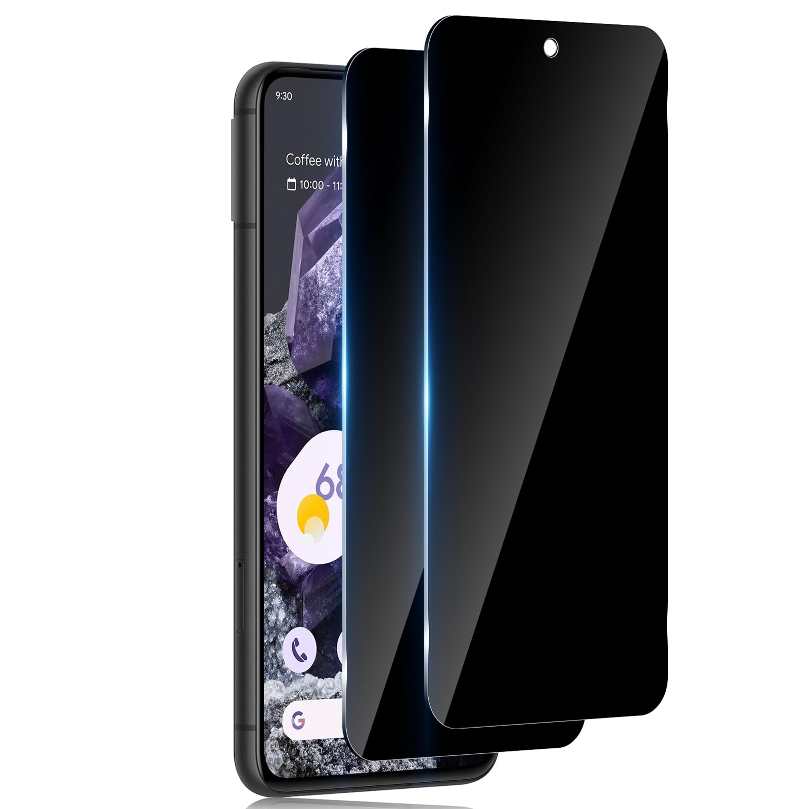 For Google Pixel 8 Anti-Spy Tempered Glass, 2 Pieces Privacy Screen Protector, 9H Hardness Effective Against Scratch-Free Bubble-Free Anti-Spy Glass Protector – Black - Image 1