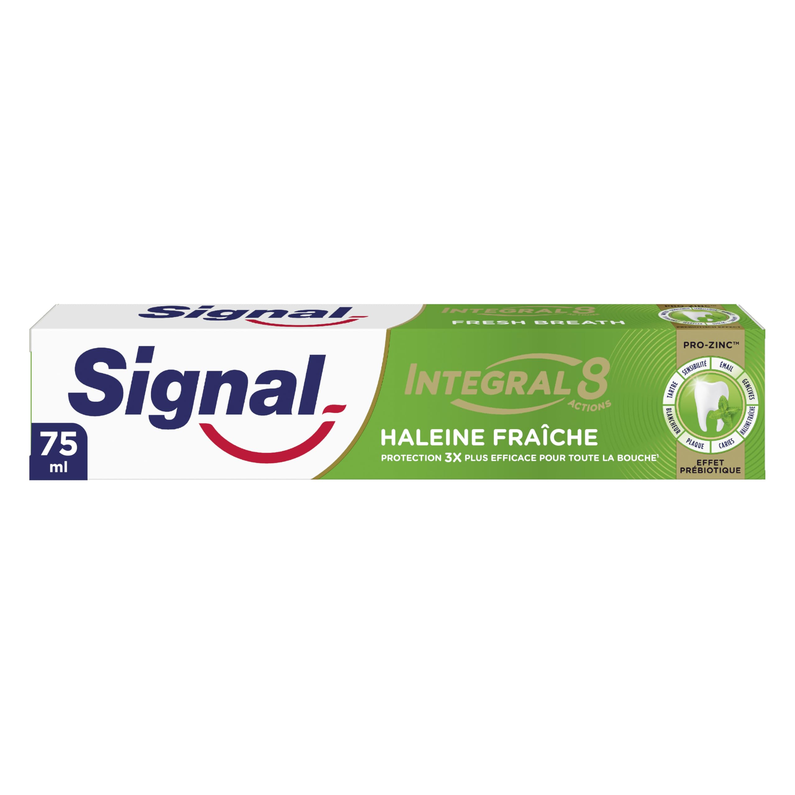 SIGNAL - Integral 8 Nature Fresh Breath Toothpaste Prebiotic Effect -Complete Protection 3x more effective - 95% ingredients of natural origin - 75 ml - Image 1