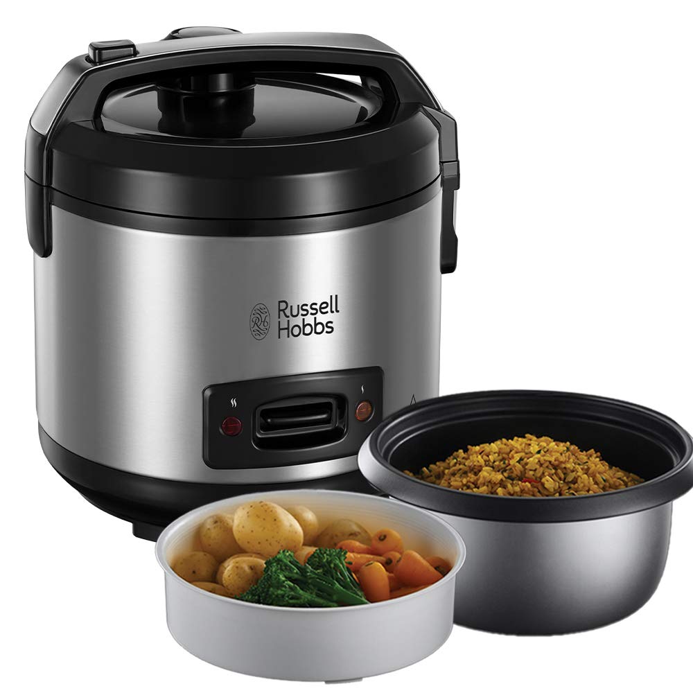 Russell Hobbs Rice Cooker [2-in-1 - Simple & Fast] Classic (1.2L, Steamer Basket, Lockable Lid, Auto Warm, Removable Non-Stick Bowl) 27080-56 (Amazon Exclusive) - Image 1