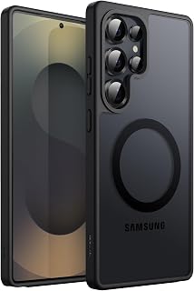 JETech Coque Magnétique pour Samsung Galaxy S25 Ultra 5G, Compatible avec MagSafe, Étui Housse Antichoc à Dos Translucide Mat (Noir Titane) - Image 1