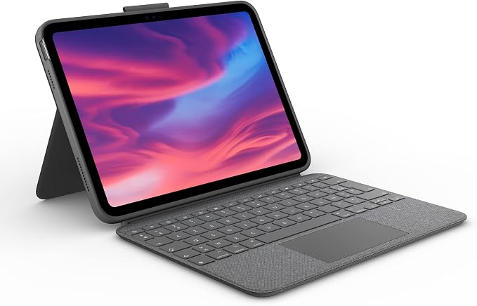 Logitech Combo Touch, Detachable Keyboard Case for iPad (10th Generation and A16) with Touchpad, Backlit Keyboard Standard Size and Smart Connector Technology, French AZERTY – Grey - Image 1