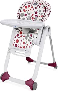 Chicco Polly Progres5 Expandable Highchair, Convertible to Baby Booster and Baby Booster Seat, Adjustable from Birth to 3 Years (15 kg), with 4 Wheels, Compact Closure, Cherry - Image 1