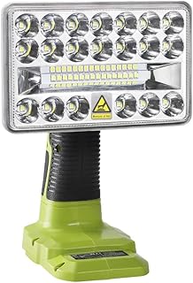 Hipoke 18V Tools Lampe LED Portable Extérieur Longue Portée Projecteur 18W 2000LM Lampe de Travail LED sans Fil Compatible avec Ryobi ONE+ 14.4V-18V Li-ion Ni-Cd Ni-Mh Batterie P107 P108 - Image 1