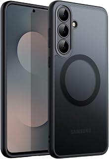 JETech Coque Magnétique pour Samsung Galaxy S25 FE, Compatible avec MagSafe, Étui Housse Antichoc à Dos Translucide Mat (Noir) - Image 1