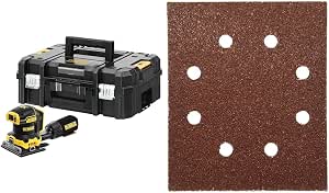 DeWalt DCW200NT-XJ Sander 1/4 Sheet - XR 18V - Brushless - Without Battery or Charger & 1/4 Sanding Sheet for Orbital Sanders 115x140mm Grit 40 25 Pieces DT3011-QZ - Image 1