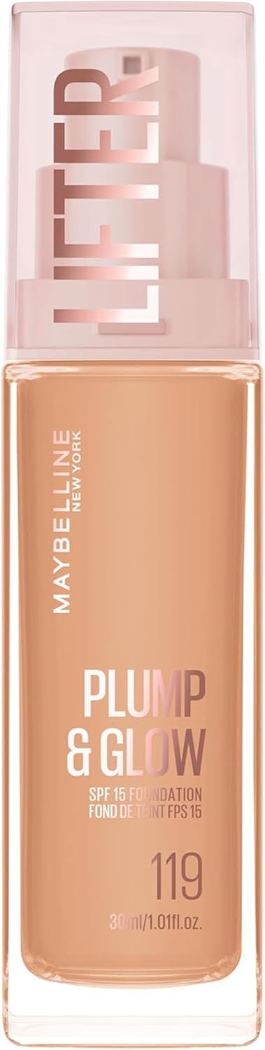 Maybelline New York Lifter Plump & Glow - Foundation - Plumps & Brightens Instantly - Even, Lifted & Radiant Finish - Shade 118 - 30ml - Image 1