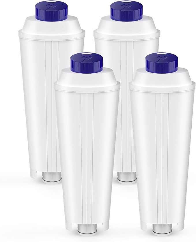 4 x DLSC002 Filters for Delonghi Magnifica, Dinamica, ECAM, ESAM, ETAM, Primadonna, BCO, EC Series Coffee Machines, Water Filter Cartridges for Delonghi, for Softening Water and Reducing Limestone - Image 1