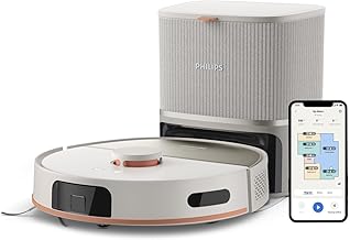 Philips Homerun Série 5000 – Robot aspirateur, Double serpillières rotatives, 10 000 Pa, Aspire & nettoie, Auto-vidange (S-Bag®), Navigation Laser, app Homerun, Beige Soie (XU5100/20) - Image 1