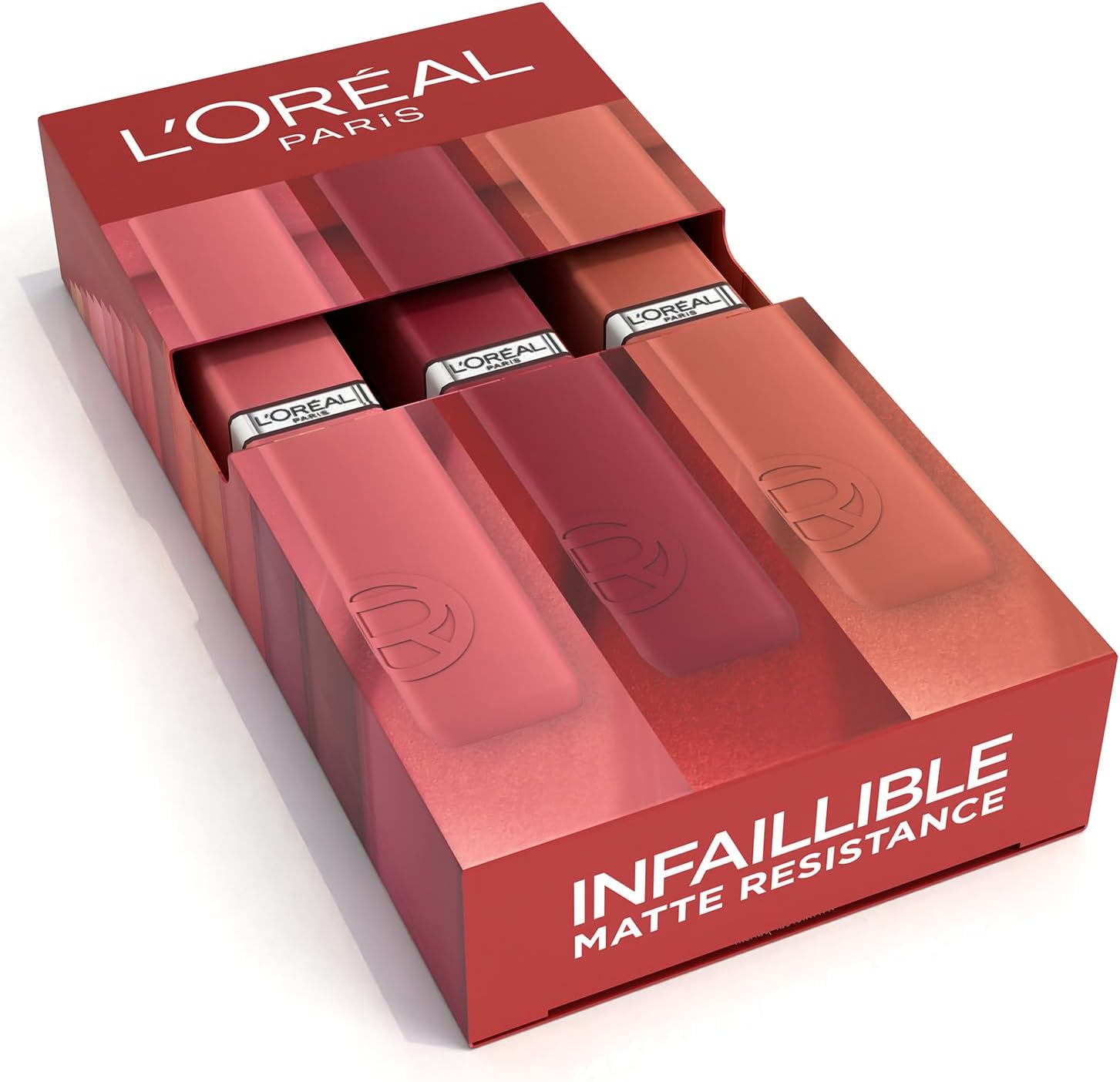 L’Oréal Paris - Coffret 3 Rouges à Lèvres Liquide Longue Tenue - Couleur Intense & Fini Mat - Sans Transfert - Infaillible Matte Resistance : Teintes (115), (120), (420) - Image 1