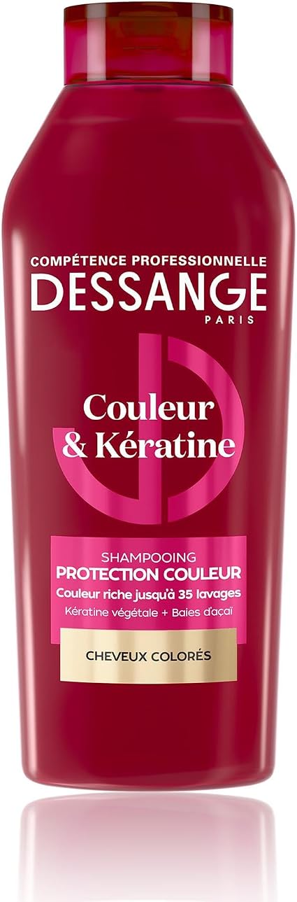 DESSANGE - Colour Protection Shampoo - Colour & Keratin - Formula Enriched With Vegetable Keratin & Acai Berries - Nourishes Fiber To Reveal Colour - Colored Hair - 280ml - Image 1