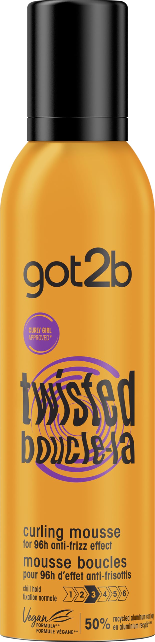 Schwarzkopf Got2B Hair Styling Mousse - Curl Definition - Anti-Frizz - Wavy to Curly - Aerosol Spray 250 ml - Image 1