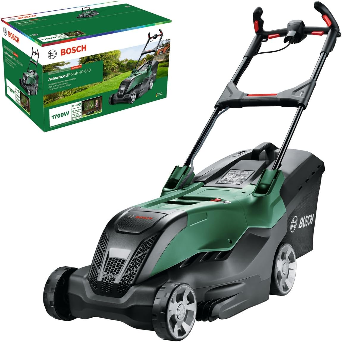 Bosch Tondeuse Filaire puissante AdvancedRotak 40-650 (pour tondre Votre pelouse ; Puissance du Moteur 1 700 W ; Largeur de Coupe : 40 cm) - Image 1