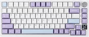 EPOMAKER Ajazz AK820 Pro 75% Gasket Mechanical Keyboard, Wireless/BT/USB, RGB Backlit, TFT Screen, Soundproofing Foam for PC/Mac/Win,QWERTY (White Purple, Ajazz Flying Fish Switch) - Image 1
