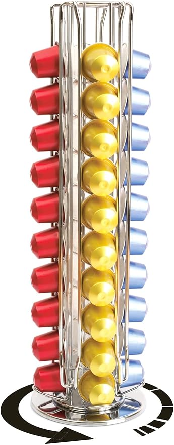 Osiris CH0015 - Rotating Capsule Holder for 40 Nespresso Capsules Chrome Steel - Image 1