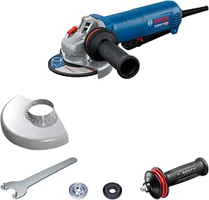 Bosch Professional GWS 12-125 P Corded Angle Grinder (Ø disc: 125 mm, 1200 W, including auxiliary handle Vibration Control, protective cover, spanner) - Image 1
