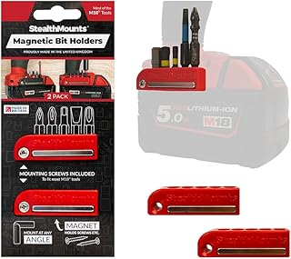 StealthMounts Milwaukee M18 Support d'embouts magnétiques | Organisateur d'embouts de perceuse | Parfait pour les forets et embouts Milwaukee M18 | Maintien ferme | Facile à utiliser (Lot de 2) Rouge - Image 1