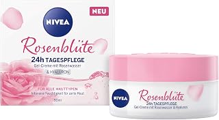 Nivea Crème de jour Pétale de Rose 24h (50 ml), soin du visage à l'eau de rose et à l'hyaluron, crème gel léger pour une peau lisse et délicate - Image 1