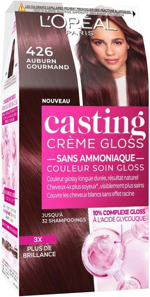 L'ORÉAL PARIS Semi-Permanent Hair Colour Tone on Tone - Gloss Care Colour - Ammonia-Free - Casting Cream Gloss - Shade : Gourmet Auburn (426) - Image 1