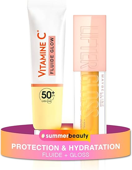 Winning Duo Protection & Hydration – Garnier – Maybelline New York – Anti-Stain Fluid Vitamin C SPF50+ + Lifter Gloss Honey - Image 1