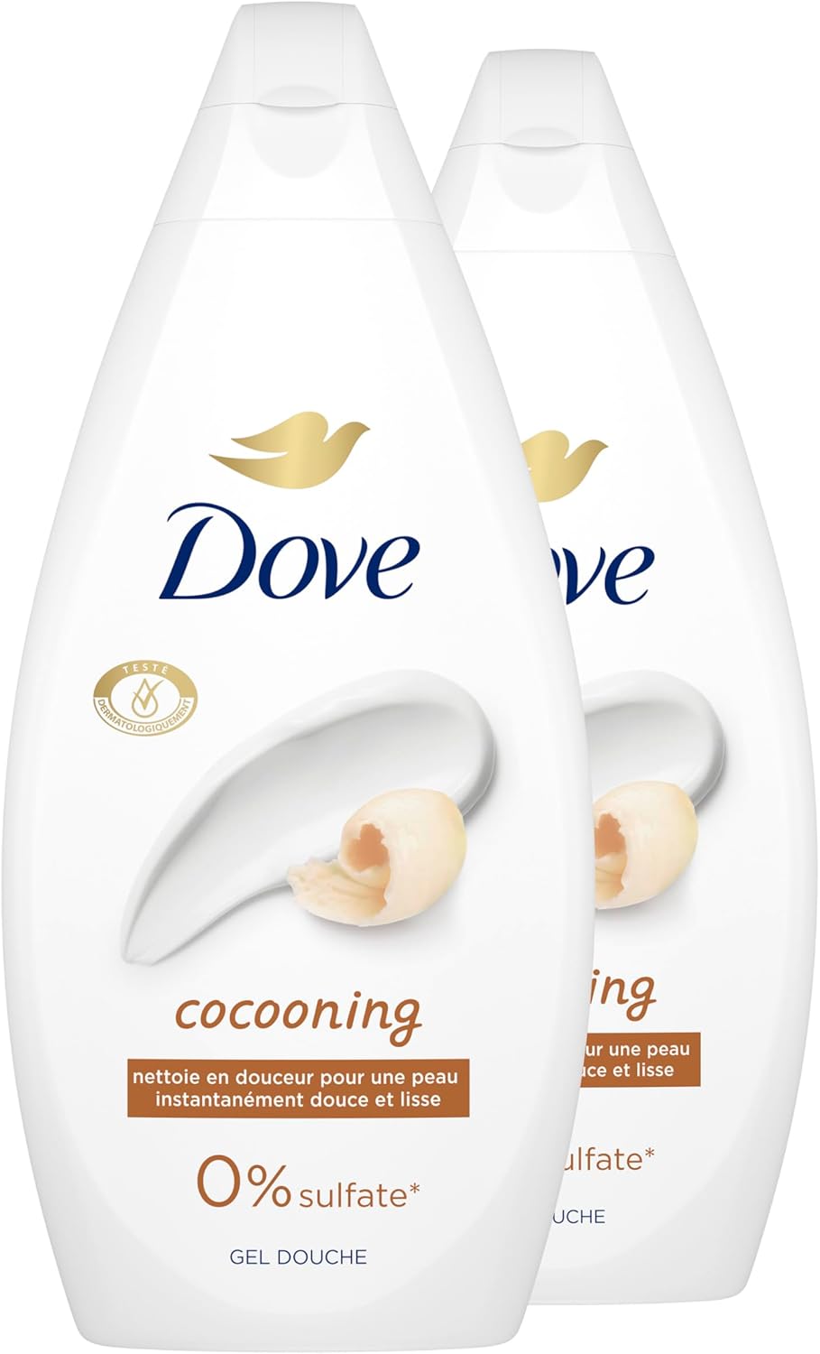 DOVE - Gel Douche - Essentiel Cocooning - Nettoie en douceur et adoucit la peau - Testé dermatologiquement - 0% Sulfate (lot promo de 2x 450ml) - Image 1