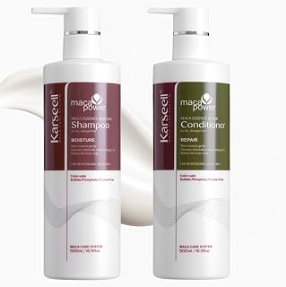 Karseell MACA CARE SYSTEM Shampooing Hydratant + Après-Shampooing Réparateur Nourrissant Cheveux Secs Abîmés Teints Anti-Frisottis Argan Maca Brillance Douceur Nutrition Sans Sulfates Ni Parabènes - Image 1