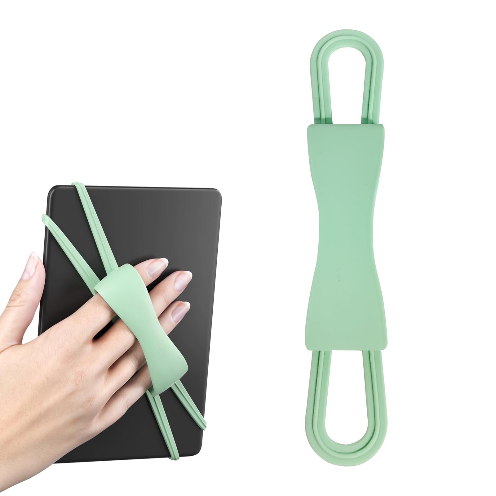 Comfortable Wrist Strap Holder for Kindle, Lightweight and Secure Hand Stand for Reading in Bed, Compatible with Kindle Paperwhite/Oasis/Kobo/Tablets 4.7-8 Inch (Matcha) - Image 1