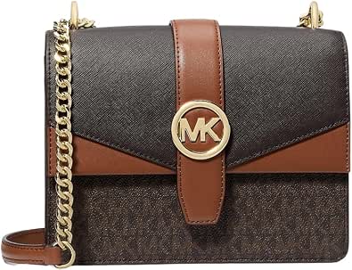 Michael Kors - Jet Greenwich Small Shoulder Bag with Color Block Logo, Brown - Image 1